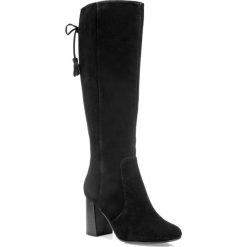 Buty damskie. Czarne kozaki damskie Wittchen, ze skóry, na wysokim obcasie. W wyprzedaży za 299,90 zł.