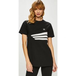 Adidas Originals - Top. Czarne topy damskie marki adidas Originals, z nadrukiem, z elastanu, z okrągłym kołnierzem. Za 149,90 zł.