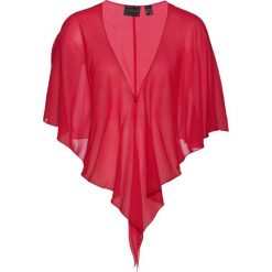 Bluzka narzutka bonprix czerwony. Czerwone koszulki damskie bonprix, bez wzorów, z materiału, eleganckie, bez kołnierzyka. Za 27,99 zł.