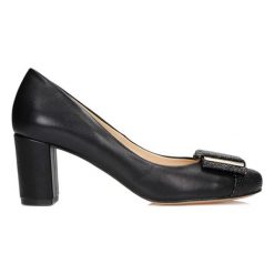 Buty ślubne damskie: Skórzane czółenka w kolorze czarnym