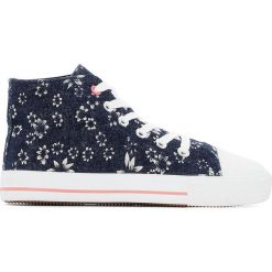 Wysokie trampki w kwiaty 26-39. Szare buty sportowe dziewczęce marki La Redoute Collections, w kwiaty, z materiału, na sznurówki. Za 70,52 zł.