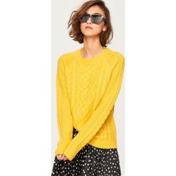 Sweter z ozdobnym splotem - Żółty. Swetry damskie Reserved. Za 69,99 zł.