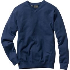 Swetry klasyczne męskie: Sweter z dekoltem w serek Regular Fit bonprix ciemnoniebieski