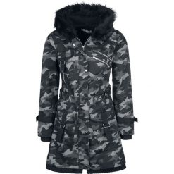 Gothicana by EMP Multi Pocket Jacket Kurtka damska kamuflaż (Dark Camo). Zielone kurtki damskie marki Gothicana by EMP, xl, w paski, z polaru, bez kaptura. Za 365,90 zł.