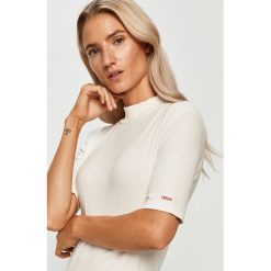 Hugo - T-shirt. Białe bluzki damskie HUGO, s, bez wzorów, z elastanu, casualowe, z golfem. Za 349,90 zł.