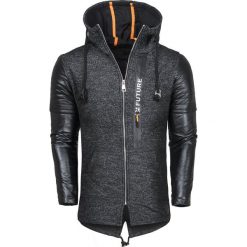 Bluza męska długa skórzane rękawy Recea. Bluzy męskie Recea, m, bez wzorów, z poliesteru, z kapturem, z długim rękawem, długie, z kapturem. Za 92,67 zł.