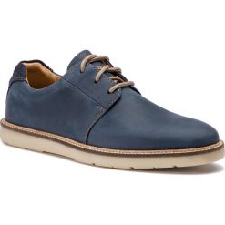 Półbuty CLARKS - Grandin Plain 261399977 Navy Leather. Niebieskie półbuty męskie Clarks, na co dzień, bez wzorów, z zamszu, bez zapięcia. Za 299,00 zł.
