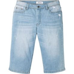 Długie bermudy dżinsowe ze stretchem Regular Fit bonprix niebieski "bleached”. Niebieskie jeansy męskie bonprix, m, bez wzorów, z jeansu, długie. Za 89,99 zł.