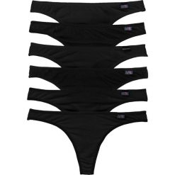 Stringi (6 par w opak.) bonprix czarny. Czarne stringi bonprix, z aplikacjami. Za 47,94 zł.