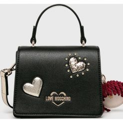 Love Moschino - Torebka. Czarne kuferki damskie Love Moschino, w paski, ze skóry, na ramię, małe, bez dodatków. W wyprzedaży za 499,90 zł.