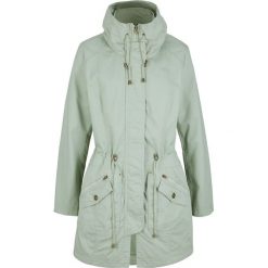 Kurtka parka bawełniana ze stójką i zaznaczoną talią bonprix zielono-szary. Szare kurtki damskie bonprix, bez wzorów, z bawełny, bez kaptura. Za 169,99 zł.