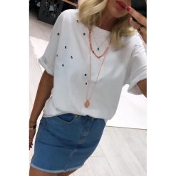 Damski t-shirt DERVA WHITE. Białe t-shirty damskie Damski t-shirt DERVA WHITE, s, bez wzorów, bez kołnierzyka. W wyprzedaży za 39,00 zł.
