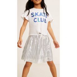 Mango Kids - Spódnica Susan 110-164 cm. Szare spódniczki dziewczęce Mango Kids, na co dzień, bez wzorów, z bawełny, mini, proste. W wyprzedaży za 39,90 zł.