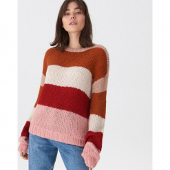 Sweter w kolorowe pasy - Paski. Szare swetry klasyczne damskie marki House, l. Za 89,99 zł.