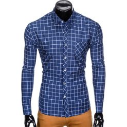 KOSZULA MĘSKA W KRATĘ Z DŁUGIM RĘKAWEM K417 - GRANATOWA/BIAŁA. Białe koszule męskie na spinki marki Ombre Clothing, m, z długim rękawem. Za 49,00 zł.