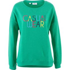 Bluza z nadrukiem bonprix szmaragdowy z nadrukiem. Zielone bluzy rozpinane damskie bonprix, z nadrukiem. Za 32,99 zł.