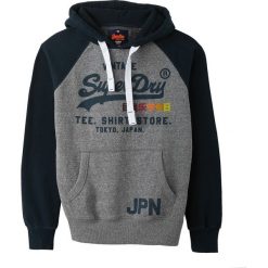 Bluza z kapturem. Szare bluzy męskie rozpinane marki Superdry, l, z bawełny, z długim rękawem, długie, z kapturem. Za 288,08 zł.