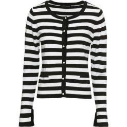 Sweter rozpinany bonprix czarno-biały w paski. Czarne kardigany damskie marki bonprix, w paski, klasyczne. Za 84,99 zł.