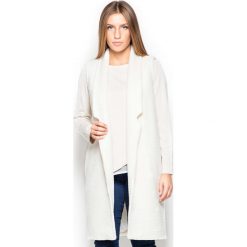 Ecru Długa Wełnina Kamizelka bez Zapięcia. Szare piżamy damskie Molly.pl, s, bez wzorów, z wełny, eleganckie, długie, bez kaptura. Za 224,90 zł.