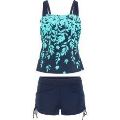 Tankini (2 części) bonprix jasnoniebiesko-ciemnoniebieski w kwiaty. Niebieskie stroje kąpielowe damskie bonprix, w kwiaty. Za 109,99 zł.