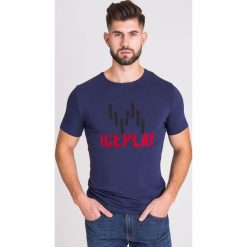 T-SHIRT ICE PLAY. Niebieskie t-shirty męskie m, z nadrukiem, z elastanu, z okrągłym kołnierzem. Za 139,50 zł.