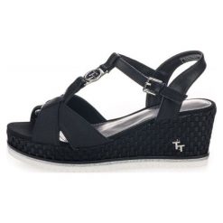 Tom Tailor Sandały Damskie 36 Czarny. Czarne sandały damskie Tom Tailor, bez wzorów, bez obcasa, bez zapięcia. Za 266,00 zł.