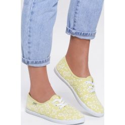 Żółte Tenisówki Let's Go Now. Żółte trampki i tenisówki damskie Renee, w kwiaty, na sznurówki. Za 29,99 zł.