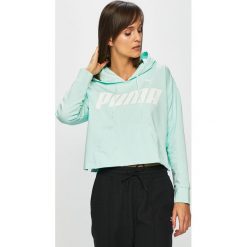 Puma - Bluza. Zielone bluzy damskie Puma, s, z nadrukiem, z elastanu, bez rękawów, z kapturem. W wyprzedaży za 159,90 zł.