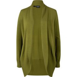 Sweter bez zapięcia, długi rękaw bonprix zielony laurowy. Zielone swetry damskie bonprix, bez wzorów, z długim rękawem, długie, bez kaptura. Za 74,99 zł.