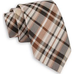 Beżowo-Brązowy Elegancki Krawat -Chattier- 7cm, Męski, w Kratkę KRCHBASIC1116. Pomarańczowe krawaty męskie Chattier, w kratkę, z tkaniny, eleganckie. Za 29,00 zł.