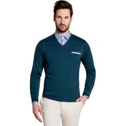 Sweter DARIO SWZ000021. Żółte swetry męskie Giacomo Conti, m, bez wzorów, z wełny, eleganckie, bez kołnierzyka, bez kaptura. Za 229,00 zł.