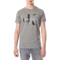 Calvin Klein Koszulka Szary. Szare podkoszulki męskie Calvin Klein, xl, z nadrukiem, z bawełny, bez kołnierzyka, krótkie. Za 249,95 zł.