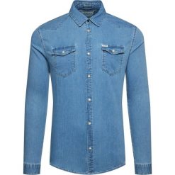 Koszula Guess M02H02 D3YN2. Niebieskie koszule męskie Guess, m, z aplikacjami, z elastanu, casualowe, bez kołnierzyka, bez rękawów. W wyprzedaży za 249,00 zł.