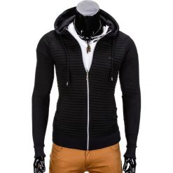 BLUZA MĘSKA ROZPINANA Z KAPTUREM B679 - CZARNA. Czarne bejsbolówki męskie Ombre Clothing, m, z bawełny, z kapturem. Za 79,00 zł.