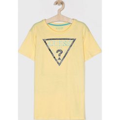Guess Jeans - T-shirt dziecięcy 118 - 175 cm. Białe t-shirty chłopięce Guess Jeans, z nadrukiem, z bawełny, bez rękawów. W wyprzedaży za 49,90 zł.