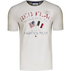 T-shirt AERONAUTICA MILITARE Szary. Szare t-shirty męskie Aeronautica Militare, z nadrukiem, z bawełny, militarne, z okrągłym kołnierzem. Za 240,00 zł.