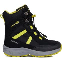Geox buty zimowe chłopięce New Alaska 33 czarny/żółty. Żółte buty chłopięce zimowe Geox, z gumy, bez zapięcia. Za 329,00 zł.