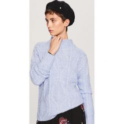 Golfy damskie: Sweter z niskim golfem - Niebieski