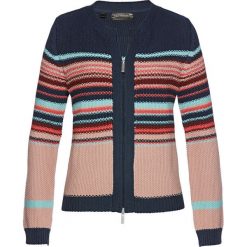 Sweter rozpinany bonprix ciemnoniebiesko-kolorowy. Niebieskie swetry damskie bonprix, bez wzorów, bez rękawów, bez kaptura. Za 109,99 zł.
