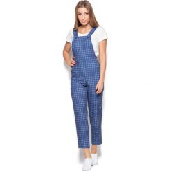 Niebieskie Spodnie Ogrodniczki w Kratę. Niebieskie spodnie damskie Molly.pl, s, z tkaniny. Za 158,90 zł.
