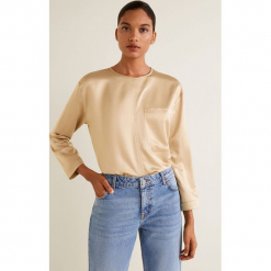 Mango - Bluzka Mix. Szare bluzki wizytowe Mango, l, z dzianiny, eleganckie, z okrągłym kołnierzem. Za 89,90 zł.