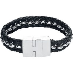 Bransoletki męskie: etNox Hard and Heavy Strong Leather Bransoletka czarny/odcienie srebrnego
