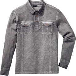 Shirt polo z długim rękawem, z efektem wytarcia bonprix dymny szary. Szare koszulki męskie bonprix, s, bez wzorów, z długim rękawem. Za 74,99 zł.