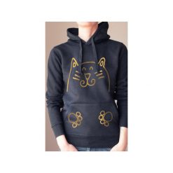 Kotek miau kangurka czarna. Czarne bluzy damskie marki One mug a day, s, z nadrukiem, z bawełny, bez rękawów, bez kaptura. Za 199,00 zł.