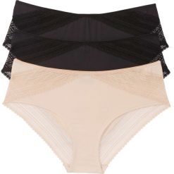 Figi: Figi panty z mikrofibry (3 pary) bonprix czarno-cielisty