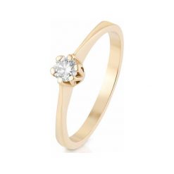 Unikalny Złoty Pierścionek - złoto 585, Brylant 0,08ct. Żółte pierścionki damskie W.KRUK, z brylantem, złote. Za 1690,00 zł.