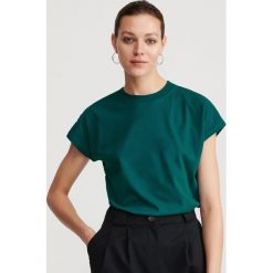 Bawełniany T-shirt - Khaki. Brązowe t-shirty damskie Reserved, s, z bawełny. Za 24,99 zł.