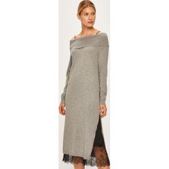 Twinset - Sukienka. Szare sukienki damskie Twinset, na co dzień, s, bez wzorów, z wiskozy, bez kołnierzyka, z długim rękawem, długie, midi, proste. W wyprzedaży za 769,90 zł.