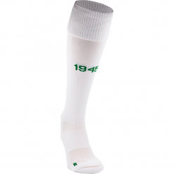 Getry piłkarskie - EMA7012WT. Skarpetogetry męskie piłkarskie New Balance, z haftami, z elastanu, do piłki nożnej. W wyprzedaży za 29,99 zł.