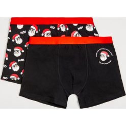 2 pack męskich bokserek w mikołaje - Czarny. Czarne bokserki męskie Sinsay, bez wzorów. Za 24,99 zł.